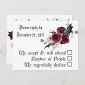 Gothique Goth Bats Dark Invitation Mariage RSVP (Devant / Derrière)