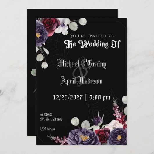 Gothique Goth Dark Web Faire-part de mariage (Devant / Derrière)
