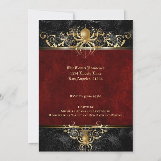 Gothique Halloween Nuptiale Douche Invitation (Dos)