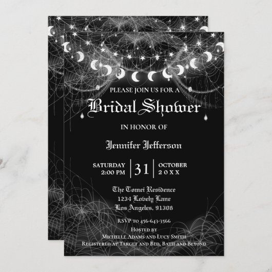 Gothique Halloween Nuptiale Douche Invitation (Devant / Derrière)