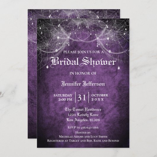 Gothique Halloween Nuptiale Douche Invitation (Devant / Derrière)