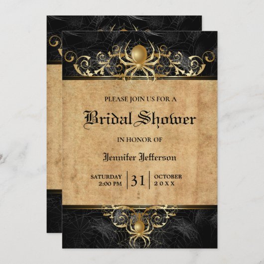 Gothique Halloween Nuptiale Douche Invitation (Devant / Derrière)