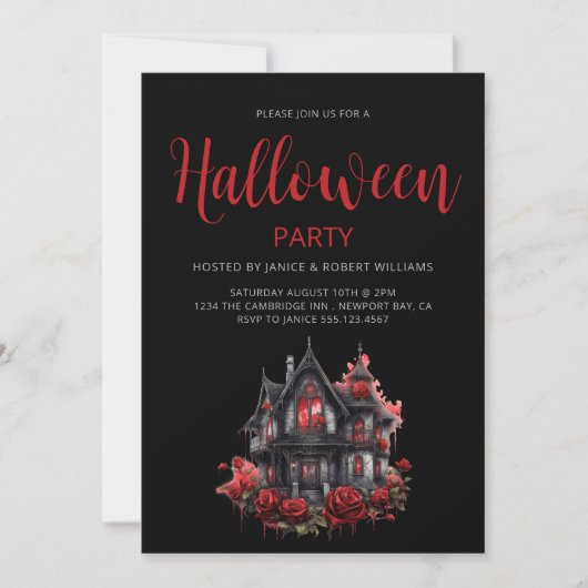 Gothique Halloween Party Haunted House Invitation (Devant)