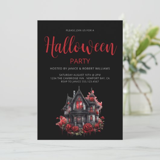 Gothique Halloween Party Haunted House Invitation (Debout devant)