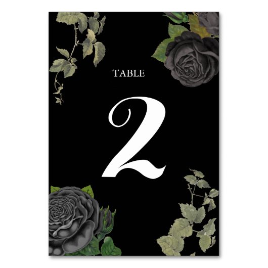Gothique Halloween Rose noir Numéro de table (Par défaut)