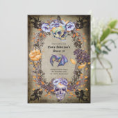 Gothique Halloween Skulls Party Invitation Aquarel (Debout devant)