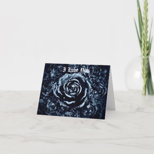 Gothique Je t'aime carte rose bleu romantique (Devant)