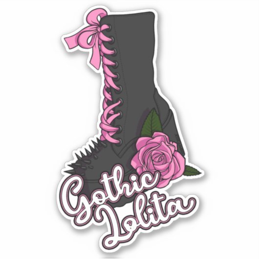 Gothique Lolita Slogan Rose Boot Vinyl Sticker (Devant)
