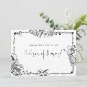 Gothique Main dessinée Fleurs Crâne carte de femme (Debout devant)