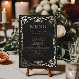 Gothique Médiéval Gold Ivy Menu Mariage
