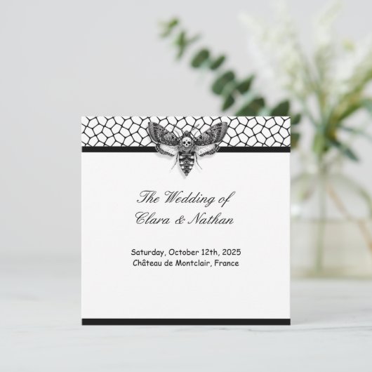 Gothique Moth Programme de mariage crâne - Élégant (Debout devant)