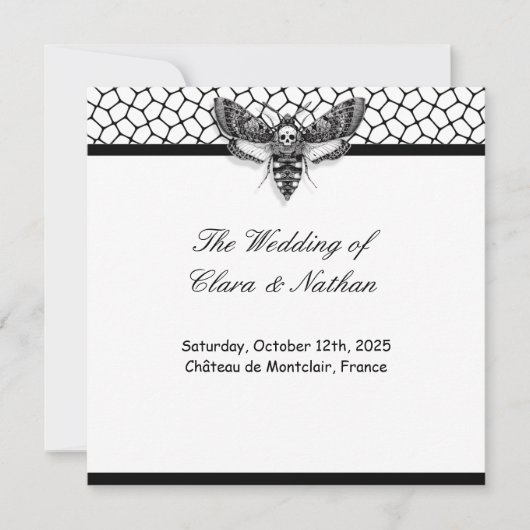Gothique Moth Programme de mariage crâne - Élégant (Devant)