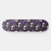 Gothique Noir et Pourpre Skuls Rose Skateboard (Horz)