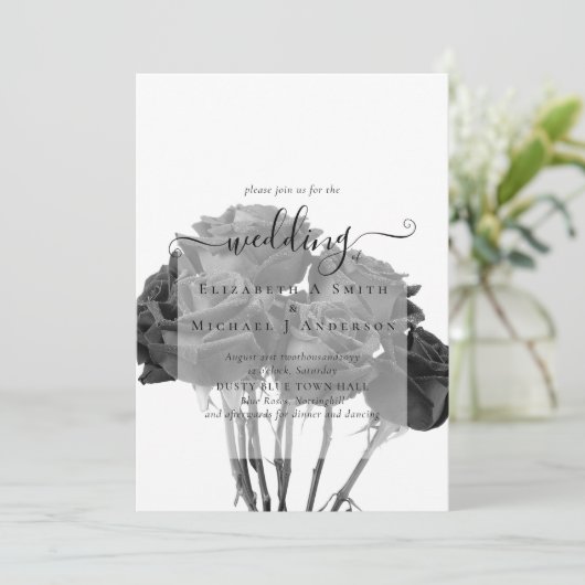 Gothique Noir Rose Goth Wedding Invitation (Debout devant)