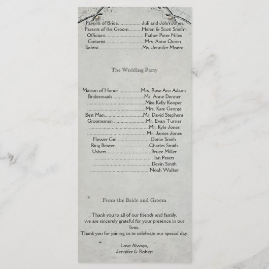 Gothique Noir Rose Trellis Programme de mariage (Dos)