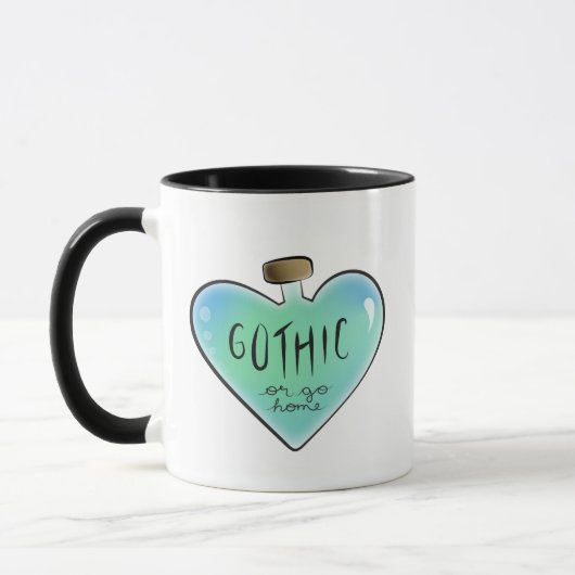 Gothique ou Go Home Mug (bleu/Turquoise) (Gauche)