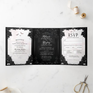 Gothique Romance B&W "Ensemble avec" MENU RSVP
