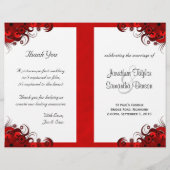 Gothique Rouge Floral Bi-Fold Wedding Programme Mo (Devant)