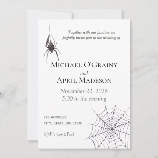 Gothique Spider Web Dark Invitation Mariage (Devant)