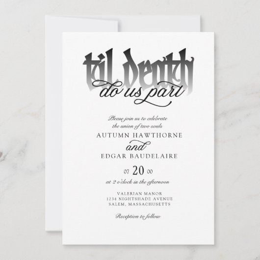 Gothique Til Faire-part de mariage de la mort (Devant)