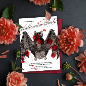 Gothique Vampire Bat Halloween Party Invitation
