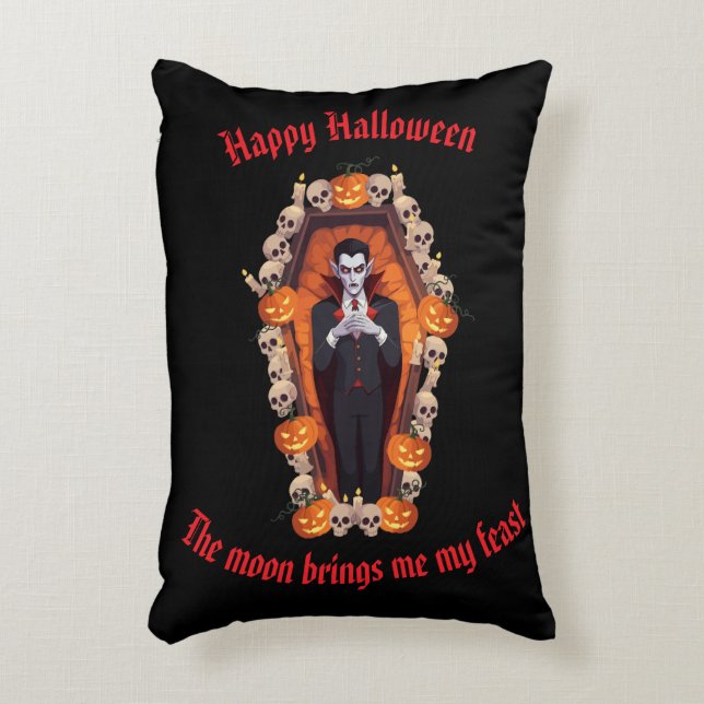 🧛 ‍ ♂️ gothique Vampire Halloween Coussin noir 🎃 (Devant(Vertical))