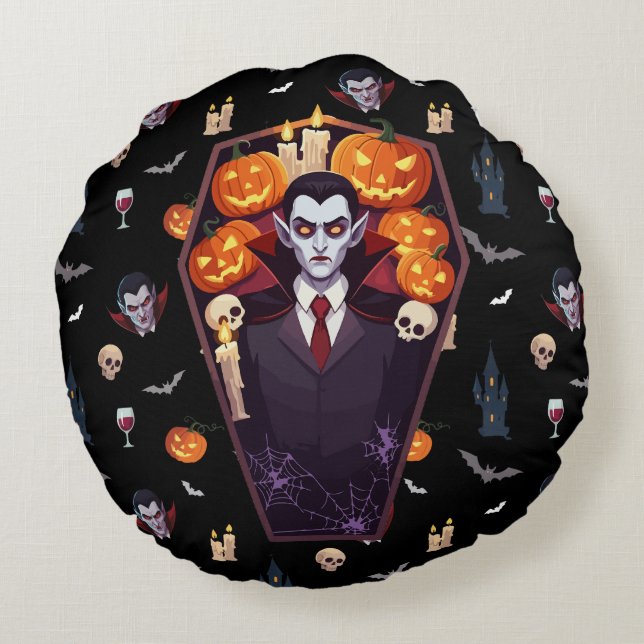 🧛 ‍ ♂️ gothique Vampire Halloween Coussin noir 🎃 (Dos)