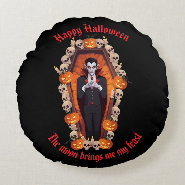 🧛 ‍ ♂️ gothique Vampire Halloween Coussin noir 🎃 (Devant)