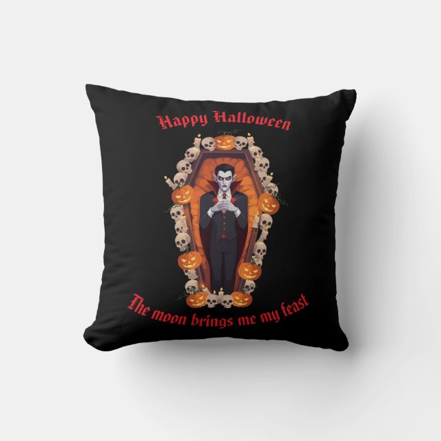 🧛 ‍ ♂️ gothique Vampire Halloween Coussin noir 🎃 (Recto)