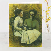 Gothique victorienne Wereolf Girl Grande carte de  (Fleur jaune)