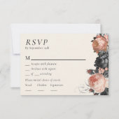 Gothique Vintage Black Blush Mariage Menu RSVP (Devant)