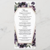 Gothique Vintage Black Peonies Menu Mariage (Devant)