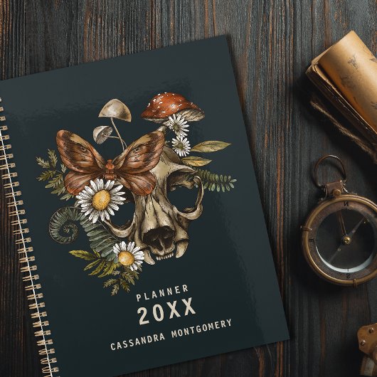 Gothique Vintage Crâne Moth Nom personnalisé