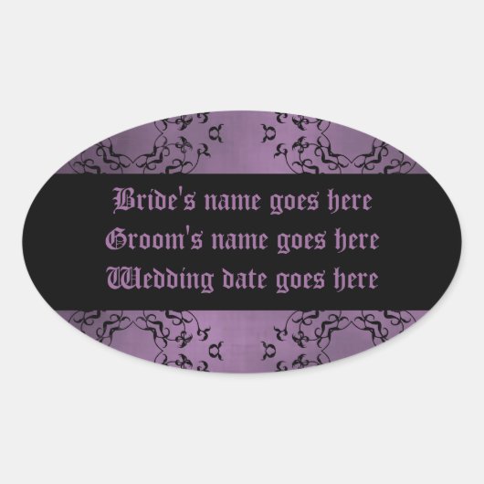 Gothique violet violet mariage damassé étiquettes (Devant)
