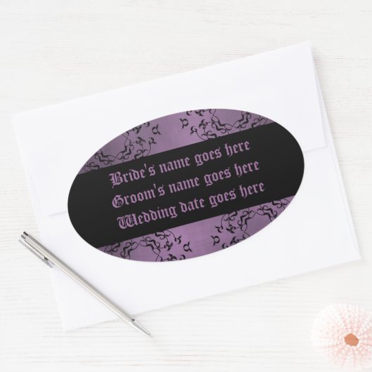 Gothique violet violet mariage damassé étiquettes (Enveloppe)