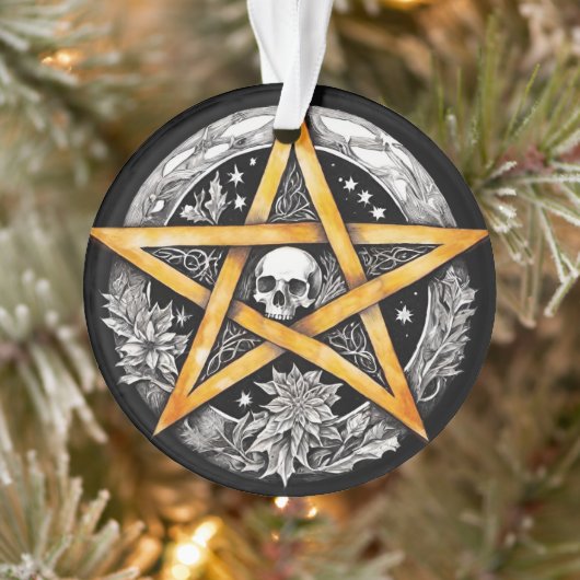 Gothique Yule Arbre Pentacle & Crâne Noir & Blanc (Arbre)