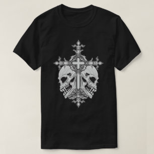 Gothisch kruis met schedels t-shirt