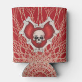 Gothisch rood hart met Botten schedel op spiraalli Blikjeskoeler (Achterkant)