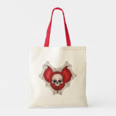 Gothisch rood hart met schedel omgeven door Botten Tote Bag (Achterkant)