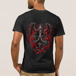 Gothisch schedel kruis vleugels grafische T-shirt