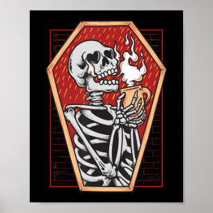 Gothisch skelet in Coffin Mall Gothic Halloween Ae Poster