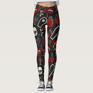 Gothisch vampierpatroon | Rode rozen vleermuizen s Leggings