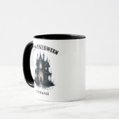 Gothisch Victoriaans Gehekst Huis Gelukkig Hallowe Mok (Voorkant links)
