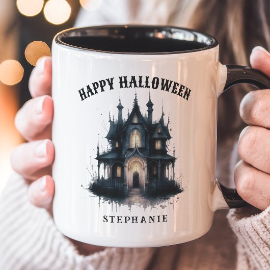 Gothisch Victoriaans Gehekst Huis Gelukkig Hallowe Mok