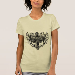 Gothische, alternatieve stijl schedel met kruis T- T-shirt