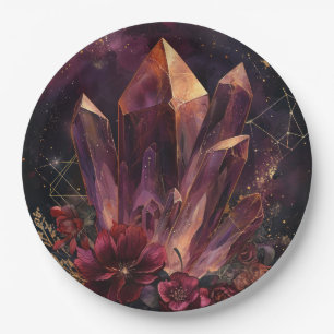 Gothische Amethist Bloem Galaxy Patroon Papieren Bordje