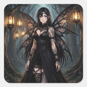 Gothische Anime Fee Meisje Blank Vierkante Sticker