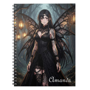 Gothische Anime Fee Meisje in Betoverd Bos Notitieboek