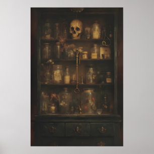 Gothische Apotheek Muur Kunst Print, Donkere Acade Poster