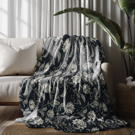 Gothische Bloemen Patroon Fleece Deken